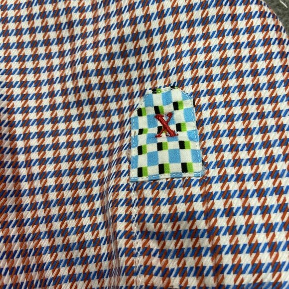 Robert Graham Button Up Shirt Mens Large Flip Cuff Houndstooth Long Sleeve - Picture 7 of 16
